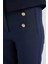 Skinny Fit Yüksek Bel Cepli Düğmeli Düz Paça Kumaş Pantolon E5431AX25SP 16