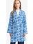 Relax Fit Bisiklet Yaka Desenli Viskon Kimono 11