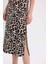 Leopar Desenli Yuvarlak Yaka Saten Kolsuz Midi Abiye Elbise 9