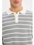 Standart Fit Polo Yaka Çizgili Triko Kazak E7604Ax24Wn 11