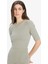 Bodycon Vücudu Saran Bisiklet Yaka Ribana Kısa Kollu Midi Elbise E6003AX25SP 14