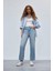 Straight Fit Yüksek Bel Bilek Boy Jean Yıkamalı Pantolon E3191AX25SP 9