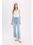 Straight Fit Yüksek Bel Bilek Boy Jean Yıkamalı Pantolon E3191AX25SP 12