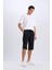Slim Fit Dar Kesim Kargo Cepli Basic Düz Kapri Şort T4693AZ25SM 9