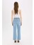 Straight Fit Yüksek Bel Bilek Boy Jean Yıkamalı Pantolon E3191AX25SP 15