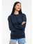 Kadın Bisiklet Yaka Regular Kalıp Ince Ar Baskılı Sweatshırt SPR24SWK124 3