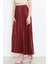 Zarif ve Modern Pileli Parlak Krep Gizli Lastikli Bordo Etek ( Lisinya ) 6