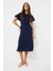 Bisiklet Yaka Yarasa Kollu Basic Düz Midi Elbise E6028AX25SP 11