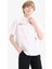 Erkek Çocuk Oversize Geniş Kalıp Polo Yaka Baskılı Poplin Kısa Kollu Gömlek E5034A825SM 13