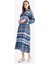 Regular Fit Desenli Bisiklet Yaka Uzun Kollu Midi Elbise D5447AX25SP 14