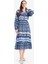 Regular Fit Desenli Bisiklet Yaka Uzun Kollu Midi Elbise D5447AX25SP 15