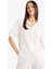 Oversize Geniş Kalıp Basic Düz Beyaz Kısa Kollu Gömlek A9135AX25SM 7