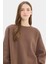 Oversize Geniş Kalıp Bisiklet Yaka Basic Düz Kalın Sweatshirt Y1346AZ25SP 10