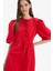 A Kesim Bisiklet Yaka Bağcıklı Poplin Kısa Kollu Midi Abiye Elbise E7332AX25SP 18