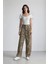Baggy Fit Leopar Desenli Yüksek Bel Standart Boy Gabardin Pantolon D8149AX25SP 11