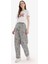 Baggy Fit Gabardin Pantolon Yüksek Bel Leopar Desenli Standart Boy D8149AX25SP 8
