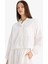 Oversize Geniş Kalıp Basic Düz Paraşüt Uzun Kollu Beyaz Gömlek E6693AX25SP 16