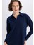 Relax Fit Polo Yaka Basic Düz Fitilli Kaşkorse Uzun Kollu Tişört B2404AX25SP 10