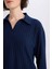 Relax Fit Polo Yaka Basic Düz Fitilli Kaşkorse Uzun Kollu Tişört B2404AX25SP 14