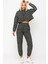 Kalın Triko Kumaş Crop Sweatshirt ve Dar Paça Pantolon Takım Normal ve Büyük Beden 2
