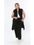 Kadın Büyük Beden Asimetrik Kesim Yelek Esnek Viskon Hırka 25005 Siyah 4
