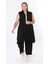 Kadın Büyük Beden Asimetrik Kesim Yelek Esnek Viskon Hırka 25005 Siyah 5