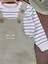 Safari Şapkalı Nakışlı Çizgili Sweatshirt Salopet Erkek Bebek Takım 3