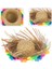 Naturel Renk Püsküllü Örme Hasır Hawaii Luau Aloha Şapka 13X36 cm - Lisinya 1
