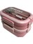 Vagonlife Çelik Yemek Kabı 2 Katlı Lunch Box 1330ML - VGN6715 Pembe 1