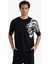 Boxy Fit Bisiklet Yaka Baskılı Kısa Kollu Tişört F8648AX25AU 3