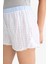 Regular Fit Gofre Dokulu Çizgili Şort Pijama Altı-Fall in Love F8932AX25HS 6