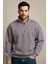 Regular Fit Dik Yaka Yarı Fermuarlı Şardonlu Gri Erkek Sweatshirt - Prime 1