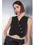 Fitted Vücuda Oturan V Yaka Crop Çapraz Düğmeli Blazer Yelek D3159AX24AU 9
