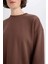 Boxy Fit Bisiklet Yaka Basic Düz Kalın Sweatshirt E4732AX25SP 11