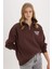Coool Oversize Geniş Kalıp Fermuarlı Dik Yaka Baskılı Kalın Sweatshirt E9281AX25SP 9