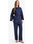 %100 Keten Straight Fit Beli Lastikli Cepli Pantolon D4388AX25SM 9