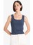 Slim Fit Dar Kesim Basic Düz Kare Yaka Atlet C2622AX25AU 9