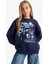 Kız Çocuk Oversize Geniş Kalıp Bisiklet Yaka Baskılı Sweatshirt E6755A825AU 12