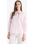 Relax Fit Fiyonk Yaka Çizgili Simli Kumaş Uzun Kollu Tesettür Gömlek Tunik E7976AX25SM 8