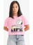 Kız Çocuk Snoopy Bisiklet Yaka Kısa Kollu Tişört E8160A825HS 10