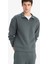 Boxy Fit Dik Yaka Yarım Fermuarlı Skuba Dalgıç Kumaş Sweatshirt E9363AX25AU 7