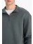 Boxy Fit Dik Yaka Yarım Fermuarlı Skuba Dalgıç Kumaş Sweatshirt E9363AX25AU 11