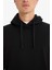 Regular Fit Kapüşonlu İçi Yumuşak Tüylü Kanguru Cepli Basic Düz Sweatshirt X8283AZ25AU 12