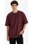 Oversize Geniş Kalıp Bisiklet Yaka Ağır Kumaş Basic Düz Kısa Kollu Tişört E9798AX25AU 9