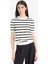 Regular Fit Bisiklet Yaka Çizgili Kısa Kollu Triko Kazak D6271AX25AU 9
