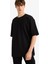 Oversize Geniş Kalıp Bisiklet Yaka Ağır Kumaş Basic Düz Kısa Kollu Tişört E9798AX25AU 11