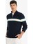 Standart Fit Dik Yaka Fermuarlı Renk Bloklu Triko Kazak 9