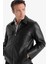 Slim Fit Dar Kesim Polo Yaka İç Cepli Fermuarlı Suni Deri Mont Ceket F0503AX25AU 10