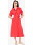 Gömlek Yaka Kuşaklı Kısa Kollu Kırmızı Midi Yazlık Elbise F2113AX25SM 7