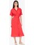 Gömlek Yaka Kuşaklı Kısa Kollu Kırmızı Midi Yazlık Elbise F2113AX25SM 8
